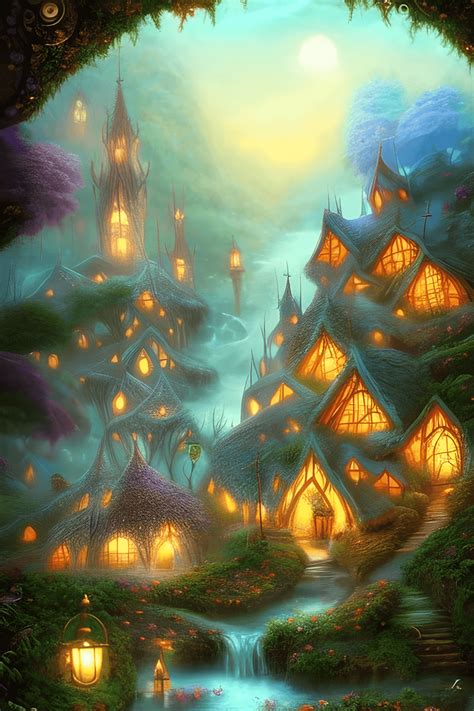 Elven Village Digital Graphic Creative Fabrica