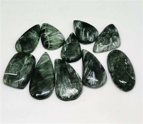 104 Cts Natural Beautiful Seraphinite Mix Cabochon Handmade Loose