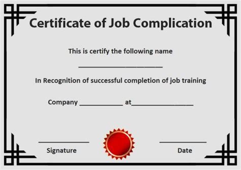 Certificate Of Ojt Completion Template