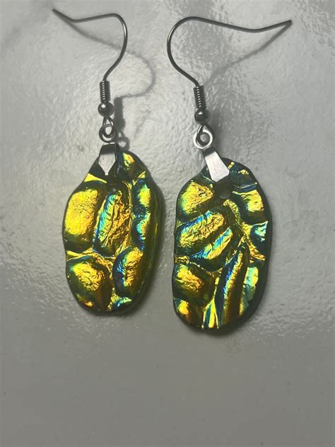 Exclusive Handmade Fused Glass Dichroic Earrings Color Shifting