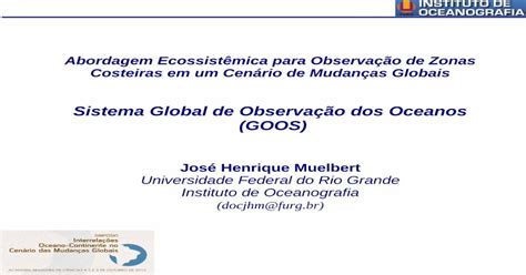 Pdf Sistema Global De Observação Dos Oceanos Goos · Acidificação