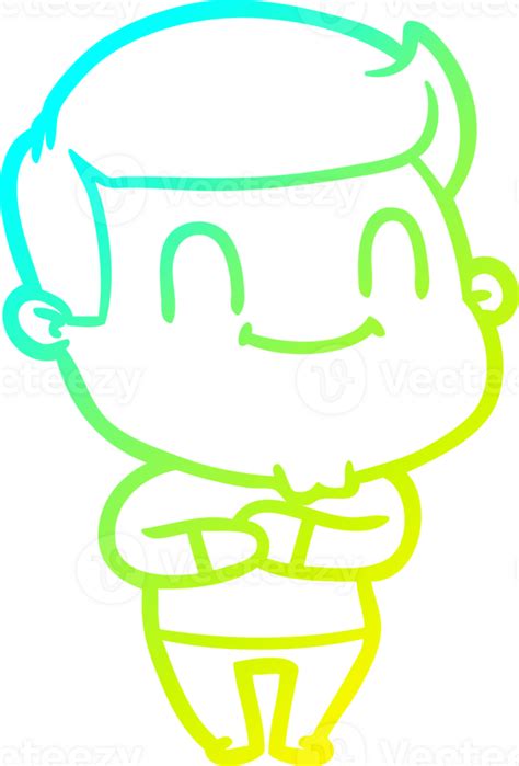 Cold Gradient Line Drawing Cartoon Happy Man 43396613 Png