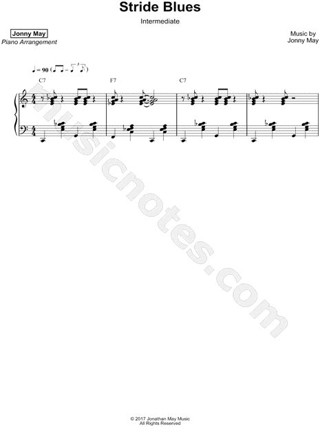 Jonny May "Stride Blues [Intermediate]" Sheet Music (Piano Solo) in C Major - Download & Print ...