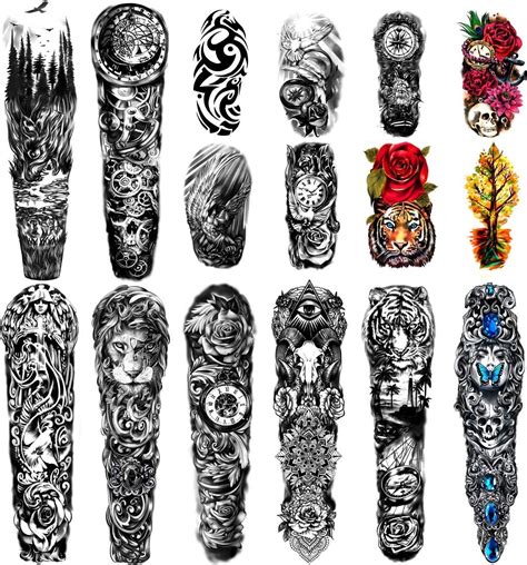 Extra Large Waterproof Temporary Tattoos Sheets Full Arm Fake Tattoos