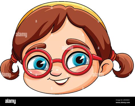 Happy Cartoon Girl With Glasses