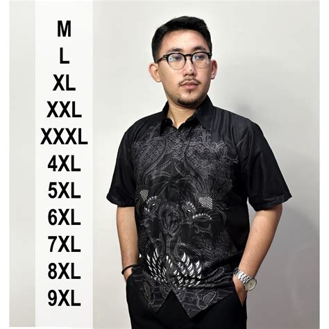 Jual Baju Batik Pria Jumbo Lengan Pendek M L Xl Xxl Xxxl Xl Xl Xl