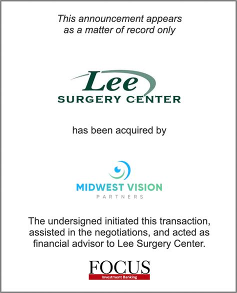 Lee Surgery Center has been acquired by Midwest Vision Partners - FOCUS