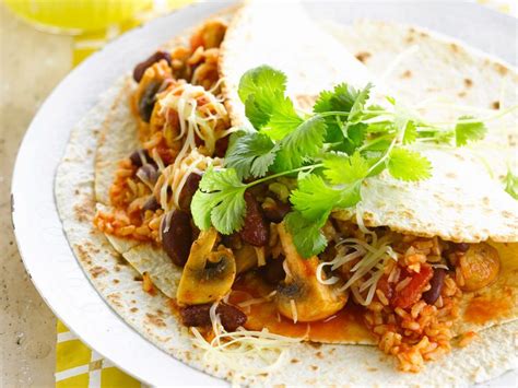 Tortillas Mexicaines Aux Haricots Rouges Riz Champignons Recettes