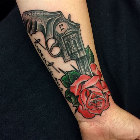 American Traditional Revolver Tattoo