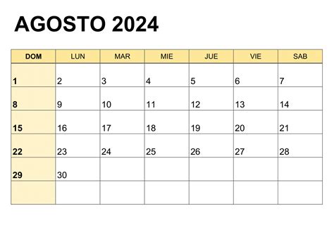 Calendario Agosto 2024 Para Imprimir