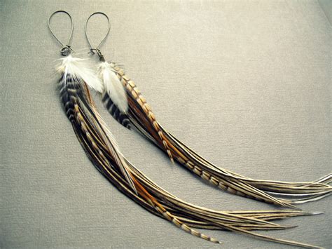 Long Feather Earrings Extra Long Earrings Feather Jewelry