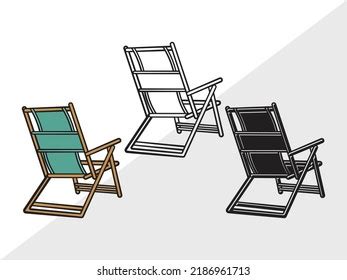 Folding Beach Chairs Clipart Svg Printable Stock Vector Royalty Free