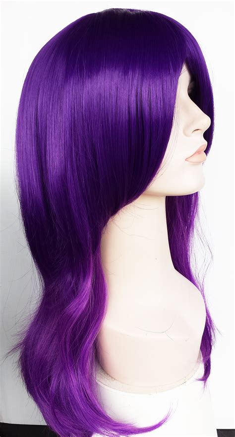 Purple Ombre Long Wavy Wig For Women Party Long Hair For Etsy