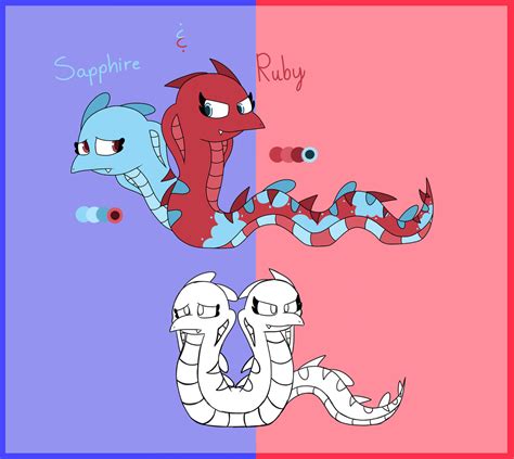 [OCs] Conjoined Snakes Twins, Sapphire and Ruby by taumanso0 on DeviantArt