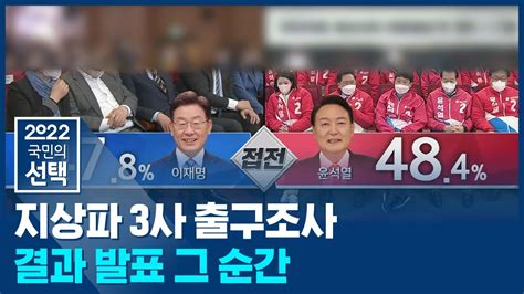 대선 출구 조사 지상파 3사 출구조사 이재명 478 윤석열 484 심상정 25 Sbs 선거방송 2022