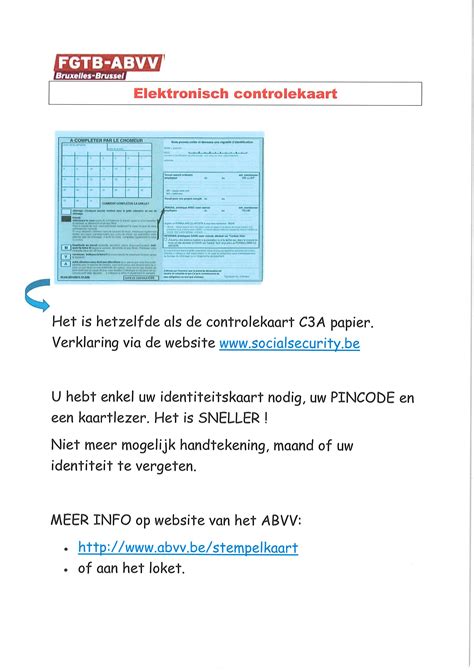 Elektronisch Controlekaart Abvv Brussel Fgtb Bruxelles Abvv