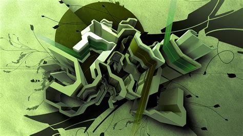 Papel De Parede Ilustração Abstrato Obra De Arte Verde Padronizar