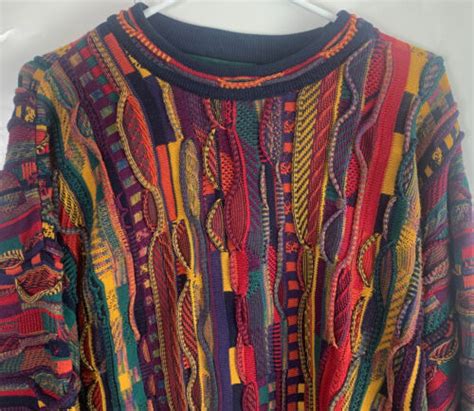 Vtg Tundra Canada Mens L Sweater Coogi Style Biggie Texture Mercerized