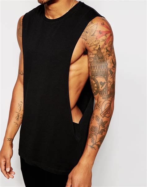 Lyst Asos Sleeveless T Shirt With Extreme Dropped Armhole In Black