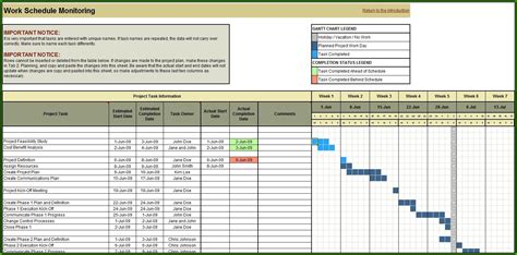 Gantt Chart Calendar Template