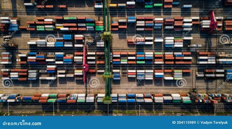 Big Port Containers Aerial View Container Ships Business Logistics