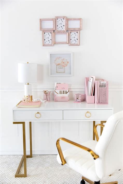 Pink gold home office design inspiration ideas - Desk organizer set ...