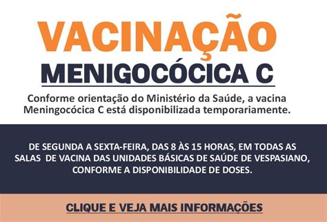 Vacinação Meningocócica C Prefeitura Municipal De Vespasiano