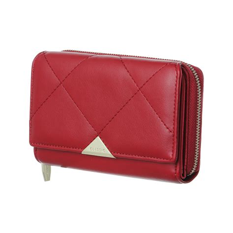 Women’s Medium Bifold Zipper Wallet with Triangle Decoration(Red ...