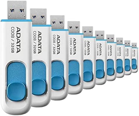 PSA Memoria USB 2 0 ADATA 32 GB Kit De 10 Piezas Color Blanco Azul