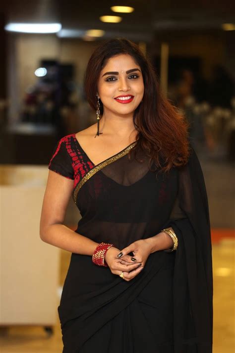 Actress Karunya Chowdary Hot Saree Stills At 3 Monkeys Pre Release Event Indian Filmy Actress