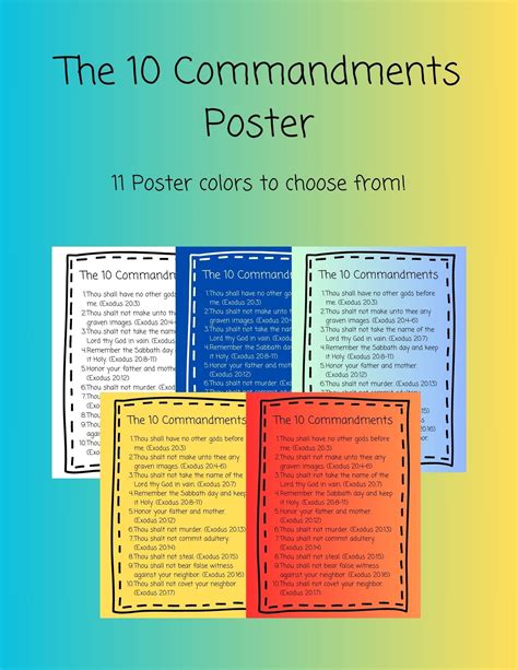 10 Commandments Poster with 11 Color Options – Nuggets of Wisdom