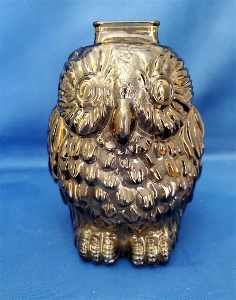 Vintage Dark Amber Glass Wise Old Owl Bank S Libbey Glass Ebay