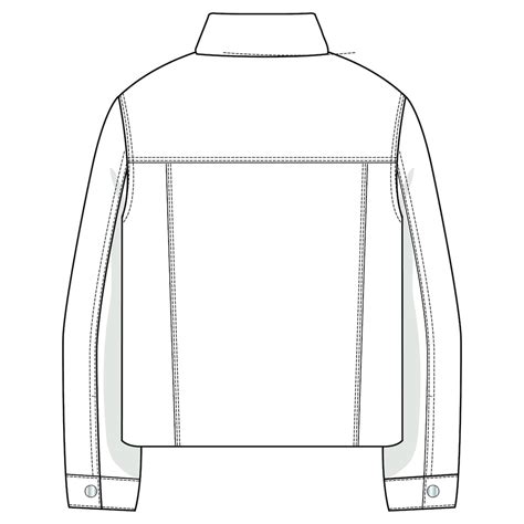 Vector Denim Jacket Flat Sketch For Adobe Illustrator Western Jacket