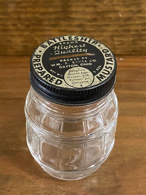 Battleship Prepared Mustard Dayton Ohio 5 Oz Barrel Shape Jar Bank Ebay