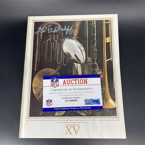 Hof Raiders Fred Biletnikoff Signed Super Bowl Xv Original Game