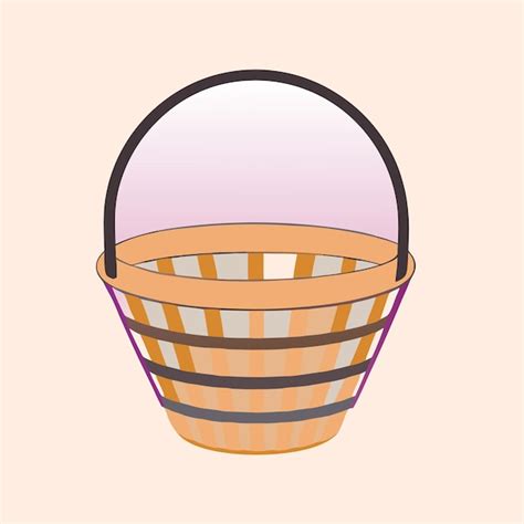 Wicker Basket With Handle Vector Illustration Premium AI Generated Vector