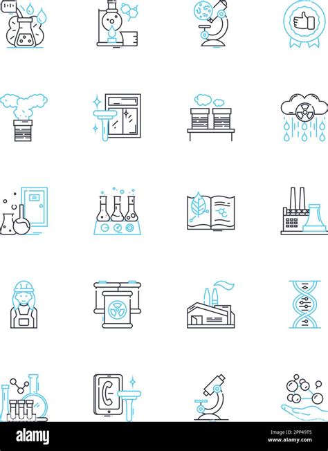 Chemical Synthesis Linear Icons Set Reaction Compound Mixture