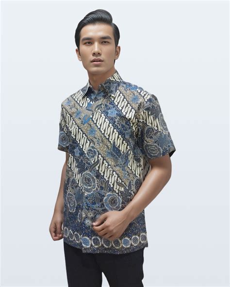 Kemeja Batik Lengan Pendek Parang Boket Biru Danarhadi