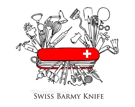 Swiss Army Knife Joke Cartoon Illustration Signed Print Etsy