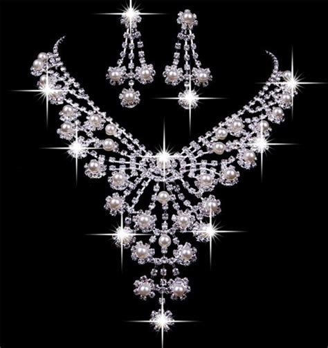 Royal Shining Pearls Rhinestones Wedding Bridal Jewelry Set Including