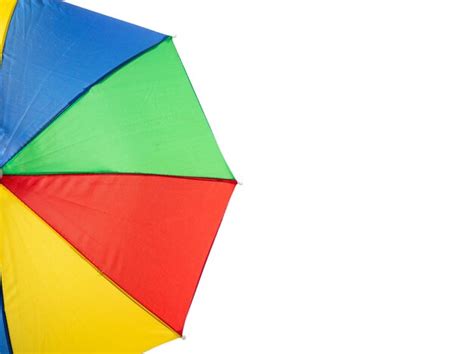 Premium Photo Beach Umbrella Multicolour Copy Space On A White Background