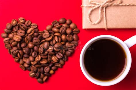 T Box Coffee Beans Heart And Espresso Valentine`s Day Stock Image