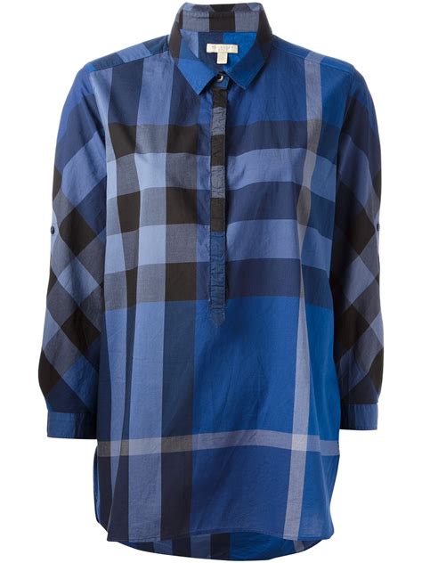 Burberry Brit Checked Shirt In Blue Lyst