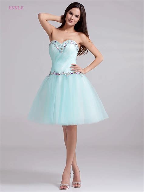 Turquoise 2019 Homecoming Dresses A Line Sweetheart Knee Length Tulle