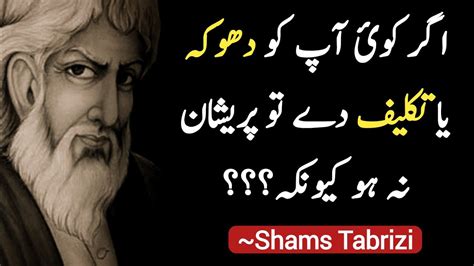 Shams Tabrizi Quotes In Urdu Agar Koi Apku Dhuka Ya Takleef De To