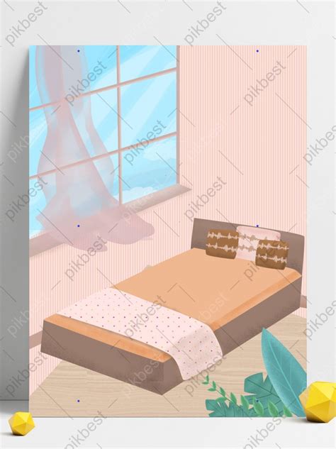 Cute Cartoon Bedroom Home Illustration Background Backgrounds | PSD ...