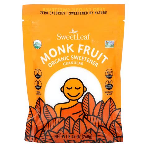 Wisdom Natural Sweet Leaf Monk Fruit Organic Sweetener Granular 8