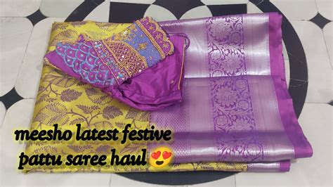 Meesho Latest Festive Pattu Saree Haul My Maggam Work Blouse