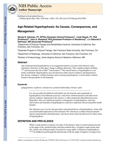 (PDF) Age-Related Hyperkyphosis: Its Causes, Consequences, and Management