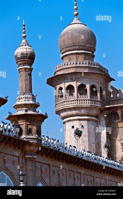 Minaret At Mecca Masjid Mosque Hyderabad Andhra Pradesh India Stock